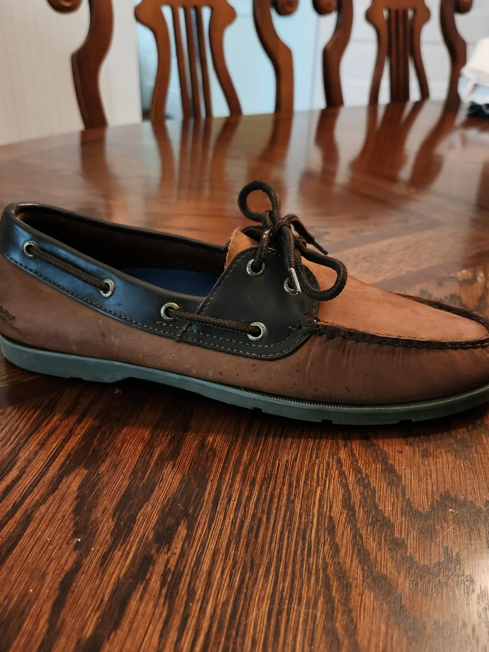 Sperry Top Sider Men's 10M Brown Two-Tone Suede Leather Boat Shoes Rubber Sole